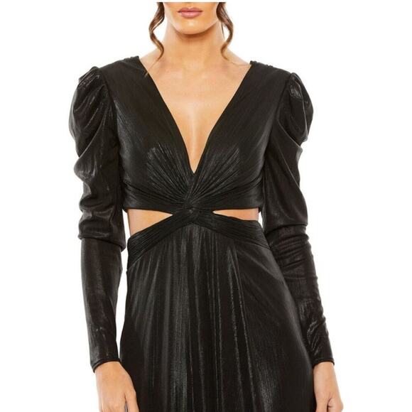 Mac Duggal 27060 Metallic Cutout V-neck Evening Gown 6 - Picture 4 of 9